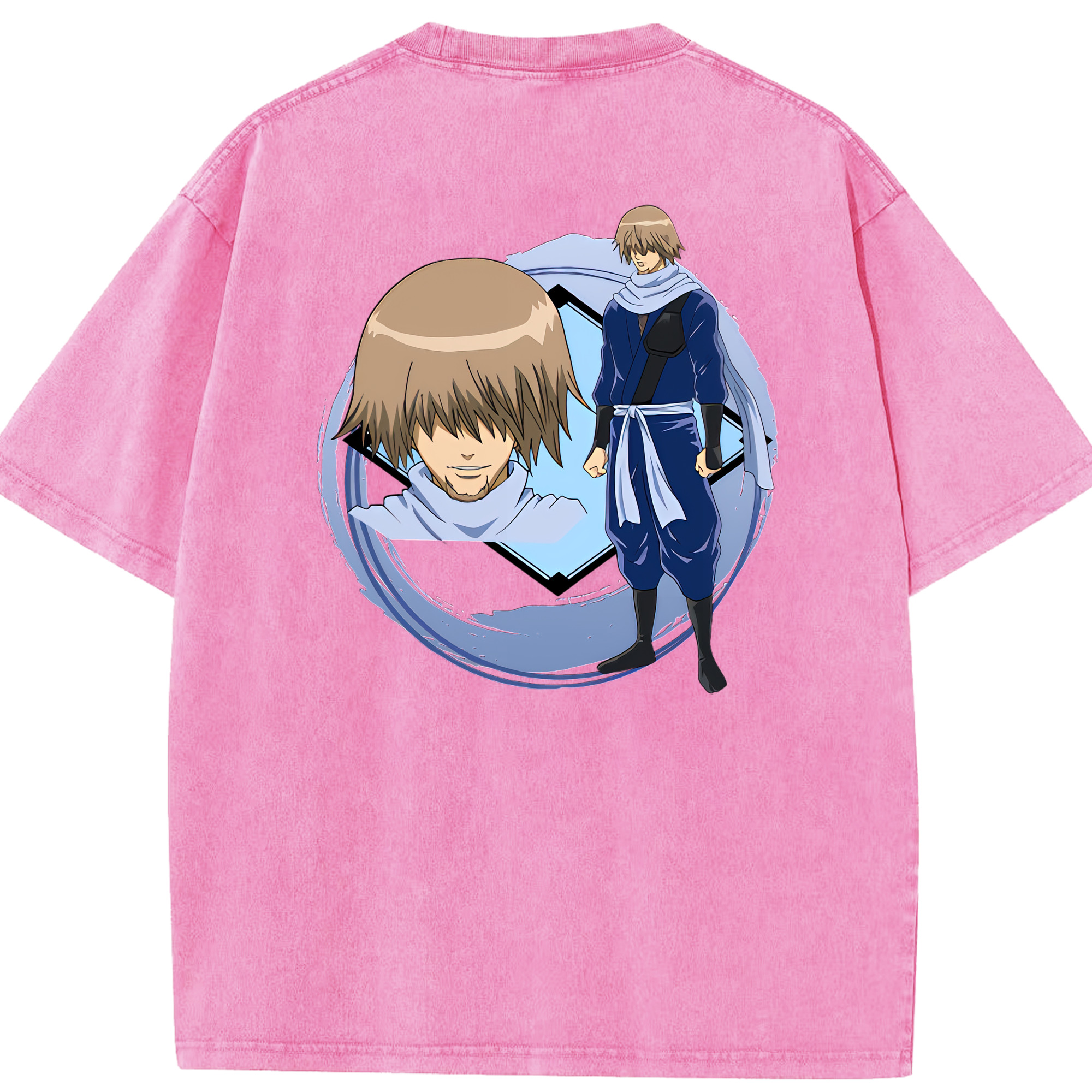 （画像用） ぎんたま 坂田銀時（さかたぎんとき） 神楽 志村新八（しむら しんぱち） GINTAMA Sakata Gintoki Kagura Shimura Shinpachi 綿100% ヴィンテージ風 半袖Tシャツ（背面プリント）